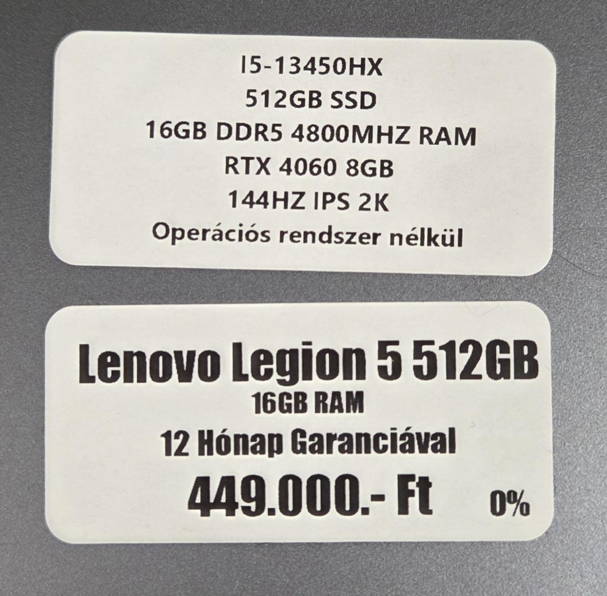 Legion 5 Egyéb 512 GB 16 GB Ram, 12 hó garancia