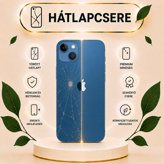iPhone 13 Mini hátlap csere gyári minőségű alkatrésszel 3-5 órán belül