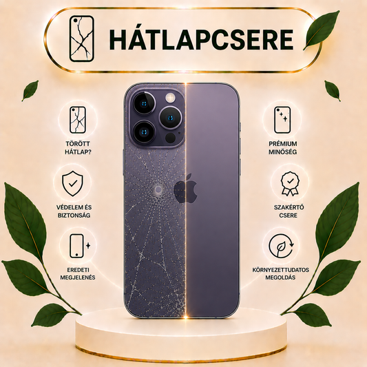 iPhone 14 Pro hátlap csere gyári minőségű alkatrésszel 3-5 órán belül