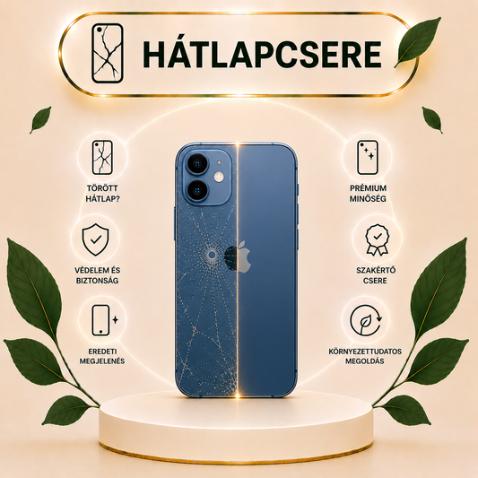 iPhone 12 mini hátlap csere gyári minőségű alkatrésszel 3-5 órán belül