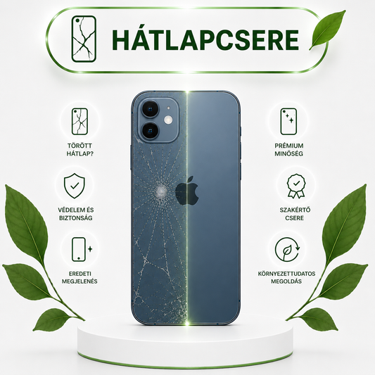 iPhone 12 hátlap csere gyári minőségű alkatrésszel 3-5 órán belül